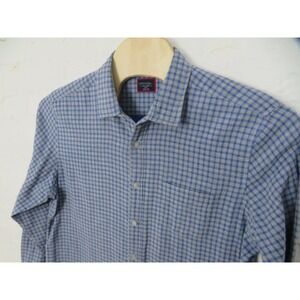 Untuckit Shirt Mens 2XL Blue Check Slim Fit Button Front Casual Long Sleeve Work